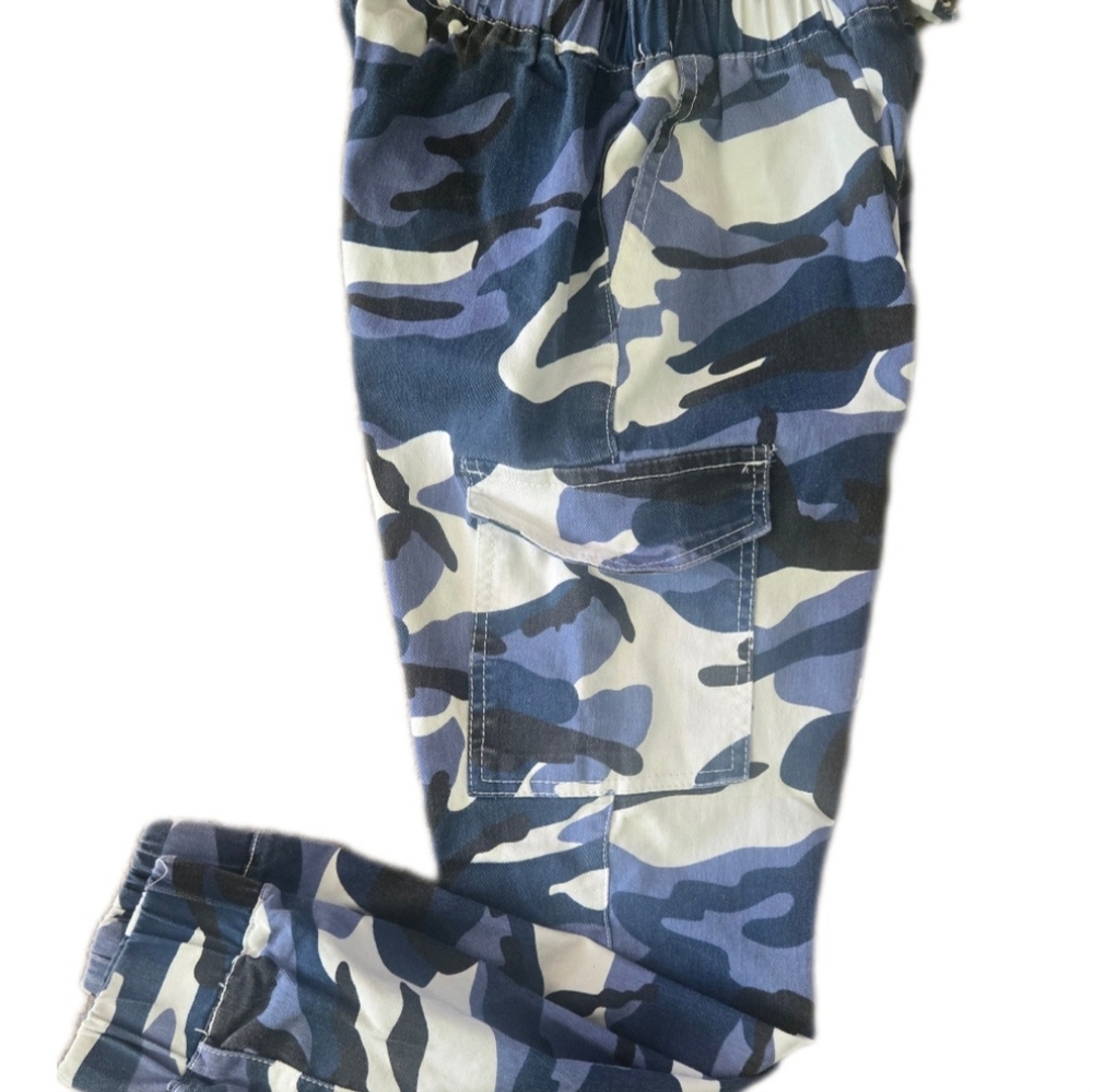 Almost Famous Camo Cargo‎ Pants Womens Medium Blue Urban Tapered Cotton Blend - Picture 3 of 7